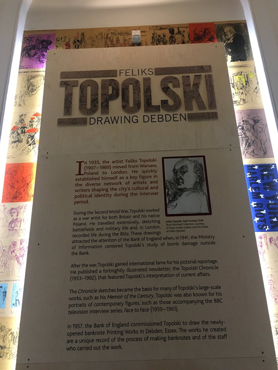 Another hidden gem is  @boemuseum they have fascinating exhibitions, this one on artist Feliks Topolski showed how his drawings captured processes at the bank and social change. Here the women checked bank notes by hand. A beautiful building too!  #MuseumsUnlocked
