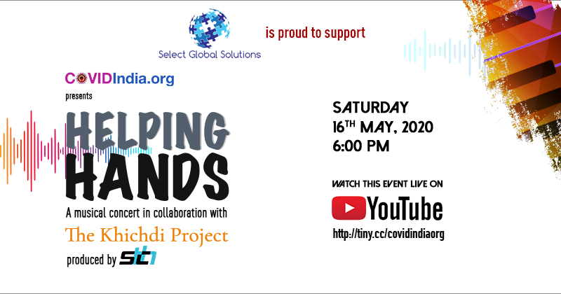selectglobalind's tweet photo. We are proud to support Helping Hands, a musical concert presented by https://t.co/PRzn56DSPu in collaboration with #thekhichdiproject. Join us LIVE on 16th May, 6 PM onwards, on YouTube https://t.co/tk24OgpULc
Visit  https://t.co/5lRVKePgA9 for artist lineup https://t.co/XavU7Ijvy4