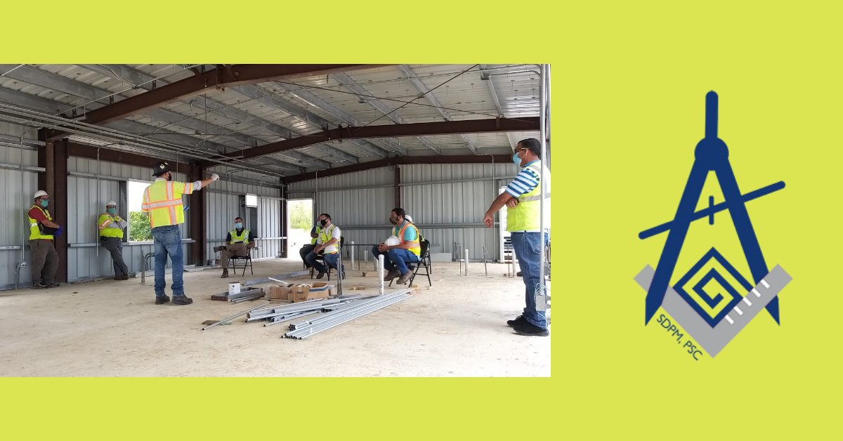 san_psc's tweet photo. San Diego Project Management, PSC safety officer Julio Irizarry offers an informative talk on protection against COVID19 on site. The team is wearing protective masks and practicing social distancing of six feet of each other.
#puertorico #covid19 #SocialDistancing #sdpm #sbvosb https://t.co/QJhKVsNNXG