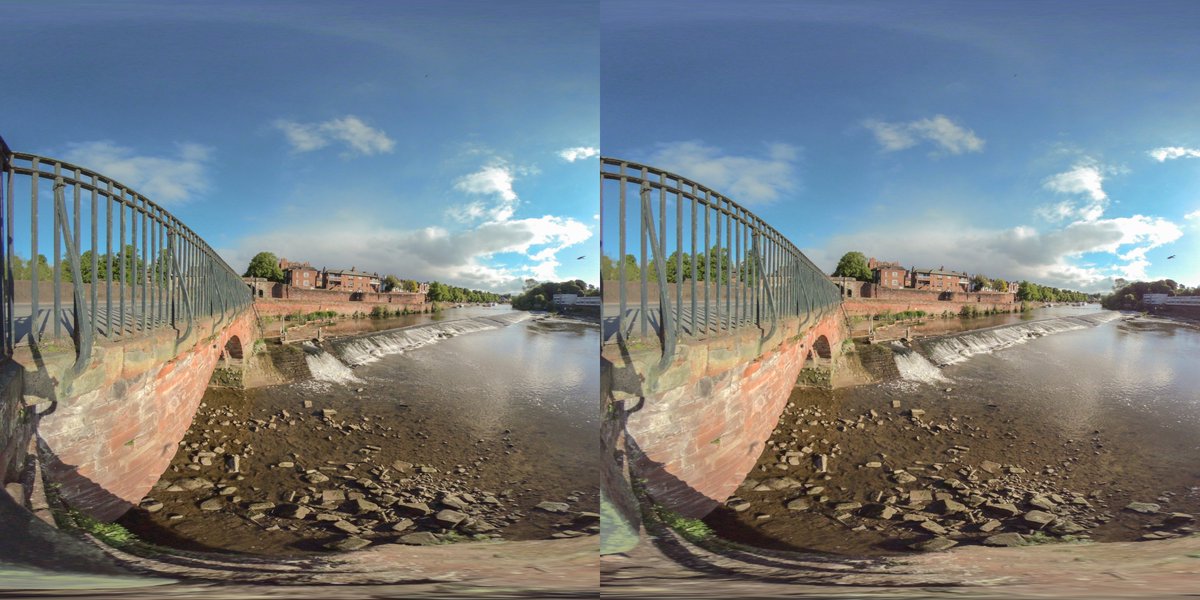 simcoemedia's tweet photo. A few #3D180 images taken around the #RiverDee in the city of #Chester in #England. Created with a #VuzeXR camera, these images can be viewed with an #OculusRift, #HTCVive and #SamsungVR headset.
#VirtualReality #Vuze #Humaneyes #ChesterTweets #Cheshire #relax #dailyexercise https://t.co/RHDasxuq82