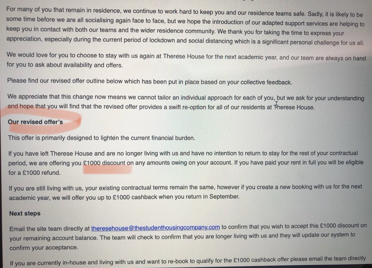 rip_student's tweet photo. @toni_rosemary @comelivewithus Yeah I thought everyone was offered 50% too but sadly not the case. They don’t want to be upfront about any of it too, just continuing to pretend their care about mental health and student wellbeing - TSHC is a joke 😂 https://t.co/XUOYiRFR2Z