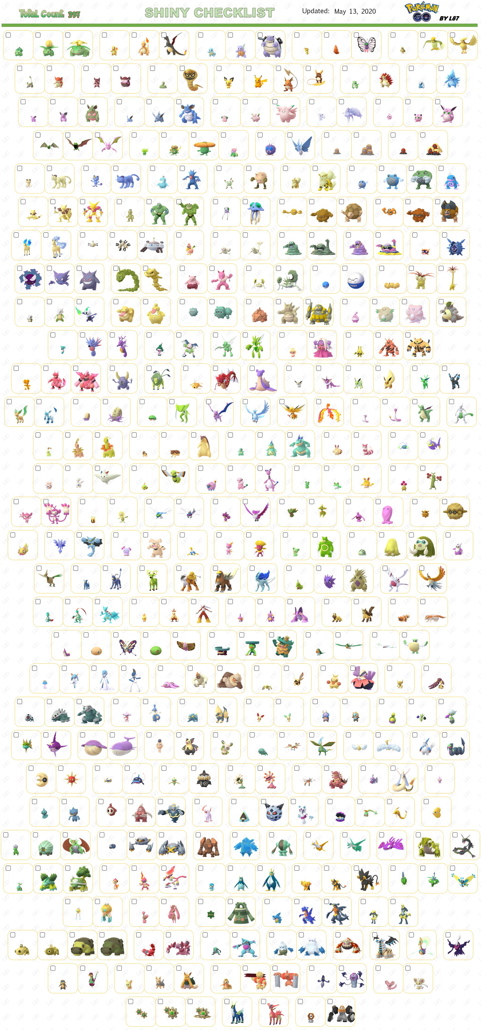 Pokémon Shiny Checklist  Pokemon, Shiny pokemon, Pokemon pokedex
