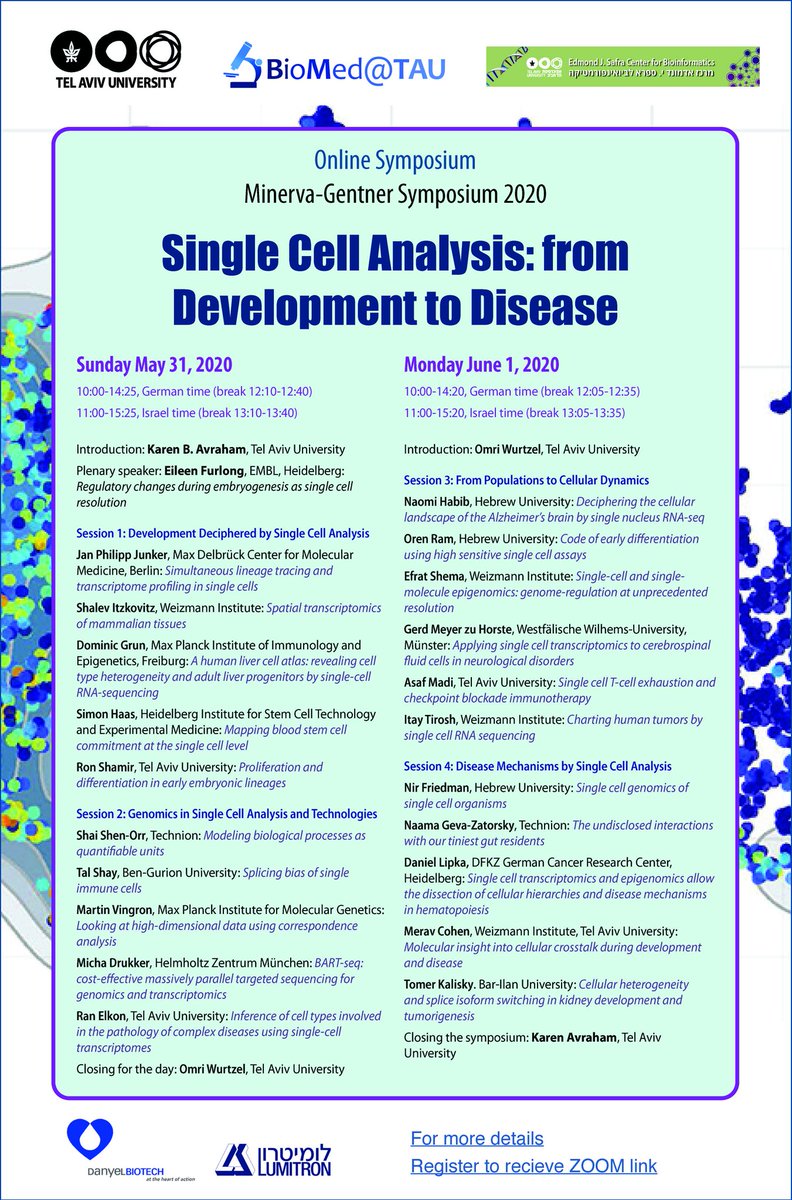 Online symposium alert: Single cell analysis: from development to disease. Great lineup: