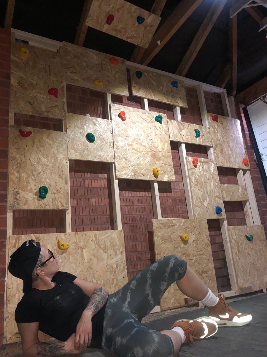 IntellifloLtd's tweet photo. Next up in our #isolationmademedoit challenge we have Krystal Newbury who works in our customer relationship management department. Krystal has built a climbing wall and a gym bench. Sourced from a wooden pallet from a neighbour covered in mum's table cloth! Nice one, Krystal 💪 https://t.co/eccDnWZ5gC