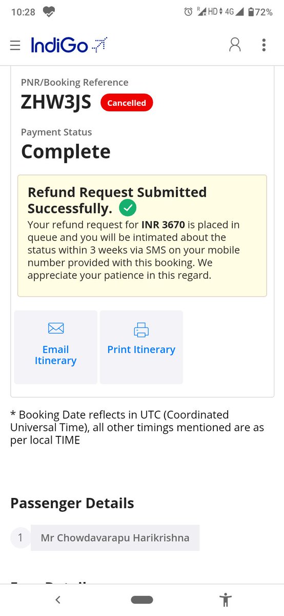 Harikrishna3003's tweet photo. @IndiGo6E @goibibo could you please confirm the refund status for below screenshot. https://t.co/zCgHav6q4h