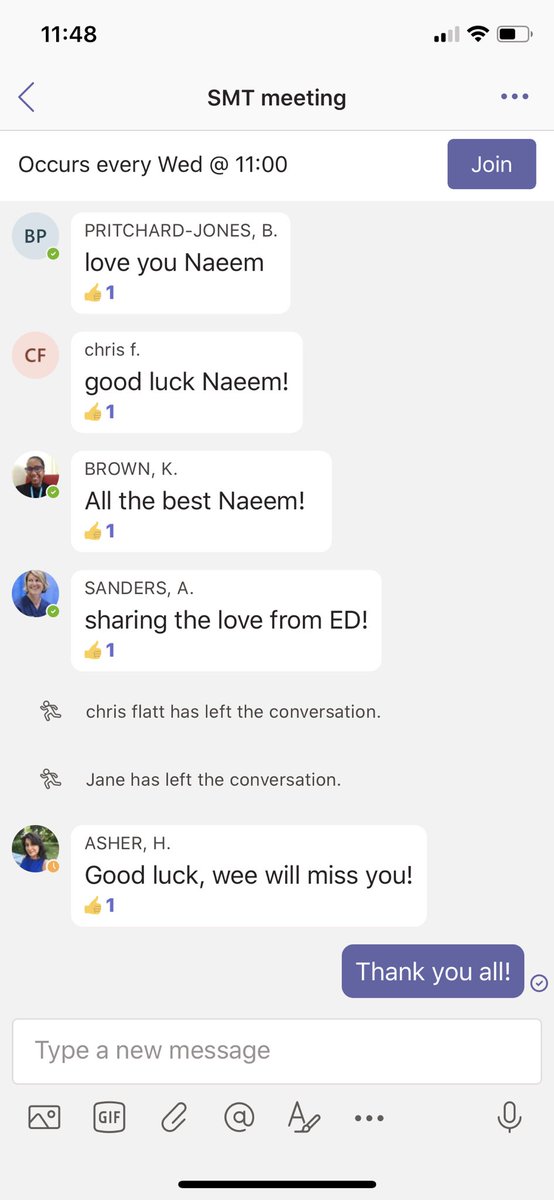 My last divisional senior management team via Teams today.  Thank you and best wishes to all my colleagues in #teamMIC - it’s been fantastic working with you all.  <a href="/janefisherevans/">Jane Fisher</a> <a href="/dralisanders/">Ali Sanders</a> <a href="/GemGlan/">Gemma Glanville</a> <a href="/joeflatt3005/">Chris Flatt</a> <a href="/JosutcliffeJo/">Jo</a>