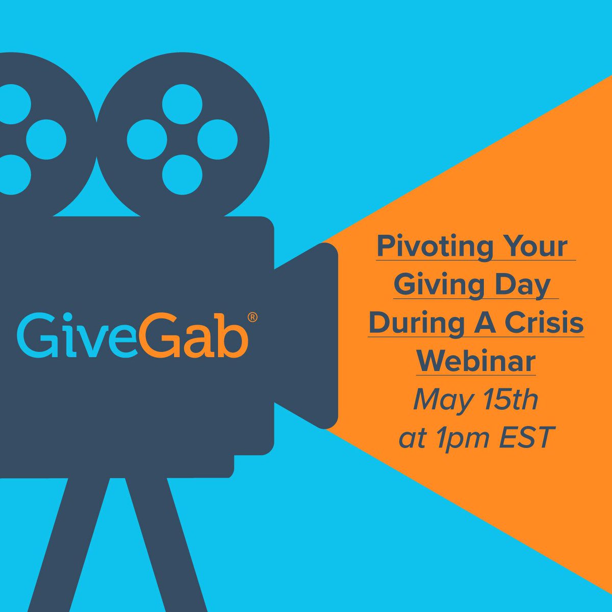 GiveGab's tweet photo. Join us on May 15 at 1:00 PM EST for a new webinar, "Pivoting Your Giving Day During a Crisis," hosted by GiveGab's CEO, Charlie Mulligan, and our Education Engagement team. https://t.co/3aPgW2sZpv https://t.co/GRm2XHIY3o