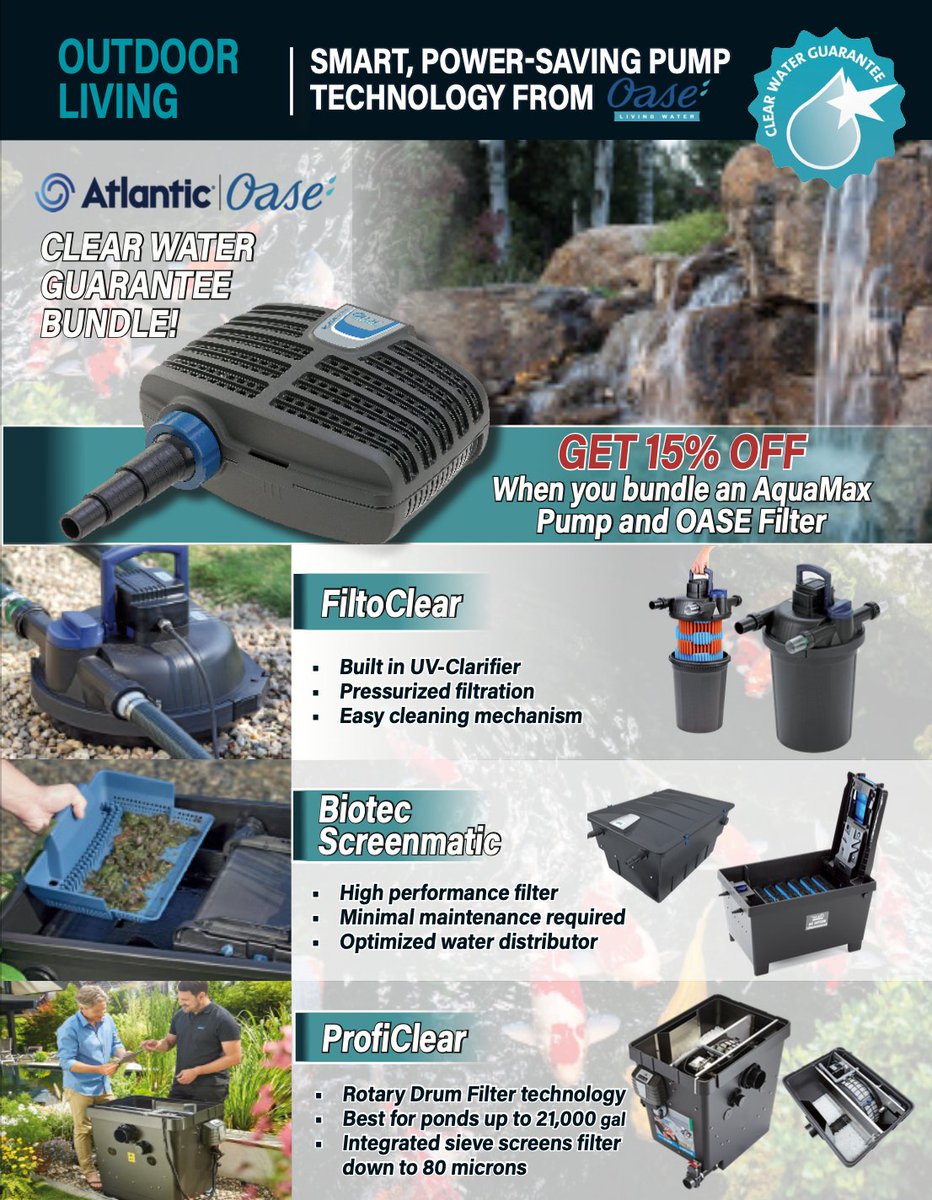 Take full advantage of savings this season... GET 15% OFF when you bundle an AquaMax Pump &amp; OASE Filter! Available at any Aqua-Flo Supply location. conta.cc/2xYsLZ9