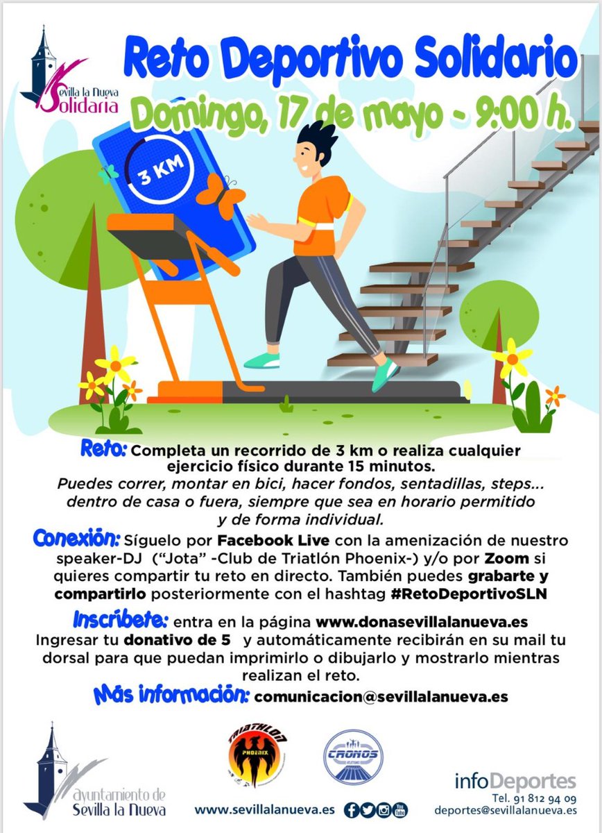 AytoSLN's tweet photo. Jota de @triatlonphoenix nos anima a participar en el reto deportivo solidario el domingo a las 9 h en 📹https://t.co/qb7O9oUeJS

Gracias a ti y al club por vuestra importante colaboración.👏

Apúntate donando 5€ en https://t.co/Kecol2q2x4 y ayuda a los que más lo necesitan. https://t.co/BnzHg1K3Jz