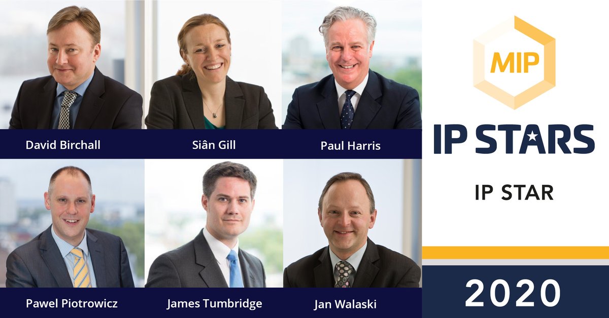 VennerShipley's tweet photo. Congratulations to David Birchall, Sian Gill, Paul Harris, Pawel Piotrowicz, James Tumbridge and Jan Walaski for being recognised as IP STARS in the latest rankings from Managing IP.
https://t.co/CY1CkaadsW
#IPSTARS2020 #intellectualproperty #patents #trademarks https://t.co/0DU7liXzMi