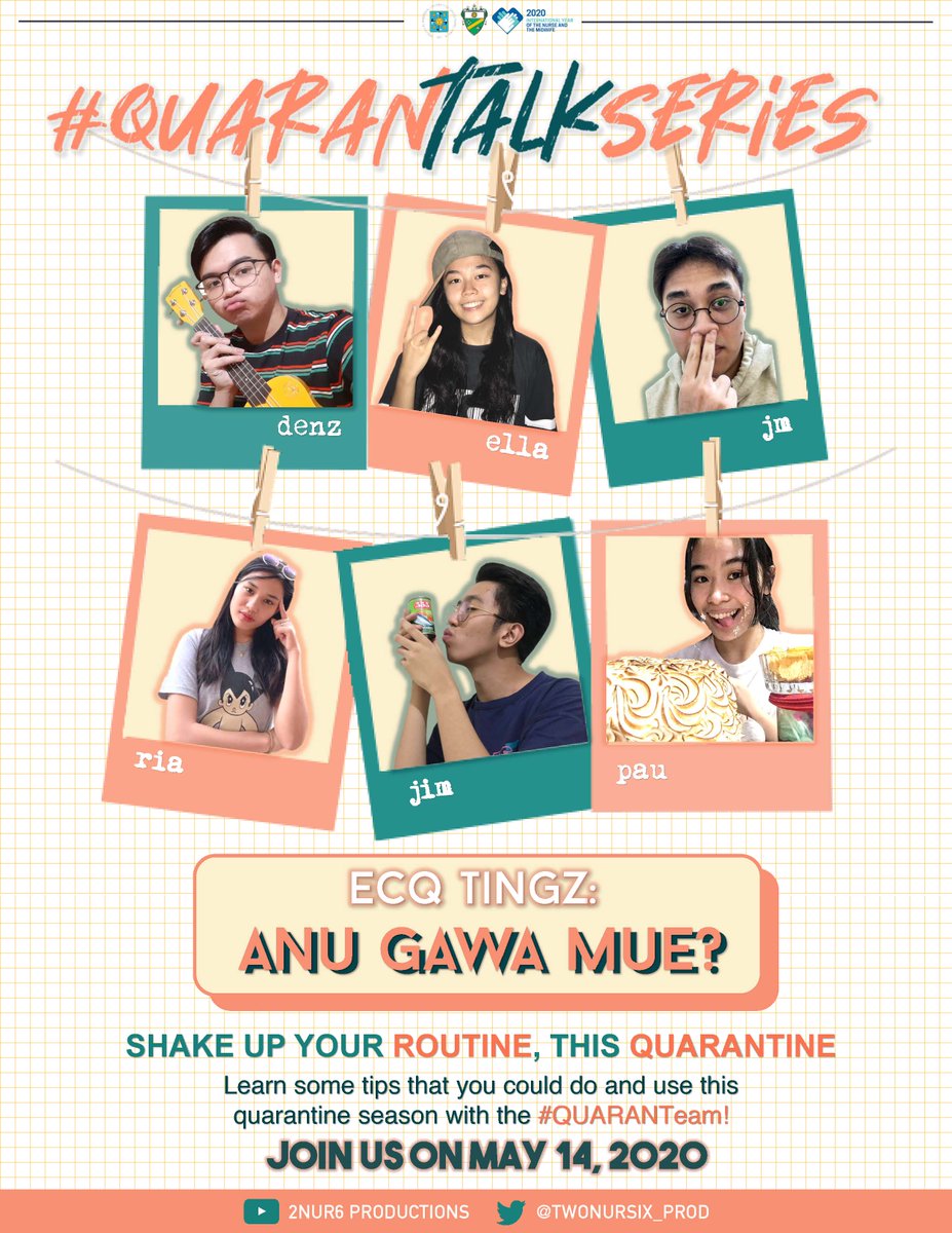 NURSIX_PROD's tweet photo. Bored in the house, bored in the house bored? WE GOTCHU 💪🏼

Y’all better tune in on the second episode of the #QUARANTalkSeries, "ECQ Tingz: Anu Gawa Mue?" tomorrow at 3:00 PM! 

Learn some tips that you could do and use this quarantine season!
#SelfQUARANThings
#QUARANTalkSeries https://t.co/Vawh0aEfjc