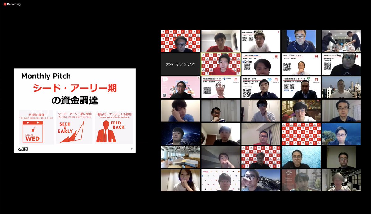 monthlypitch1's tweet photo. 今回で37回目のマンスリーピッチですが、初の完全オンラインでの開催となっています🖥🔊
#MonthlyPitch #CyberAgentCapital https://t.co/5oZy00VtXO