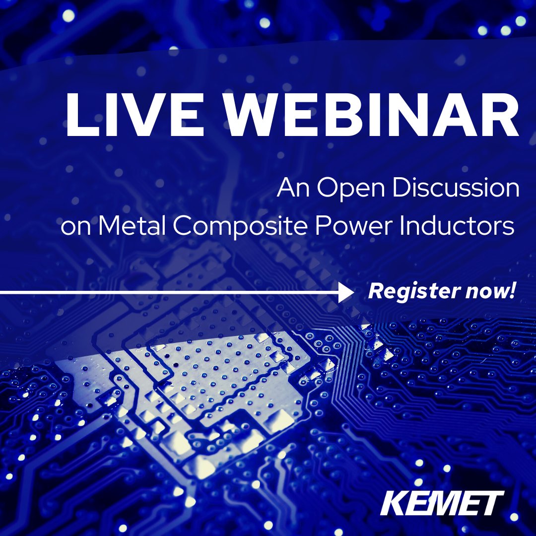 KEMETCapacitors's tweet photo. Bring your #METCOM questions to our #webinar - soon! Join us today (5/13) for our interview-style discussion at 3 P.M. CEST & 9 A.M. EDT: https://t.co/5nwBQmkp3B #KEMETishere #engineers #engineering #onlinelearning #remotelearning #wfh #inductors #metalcomposite https://t.co/lGh3YsW4KX