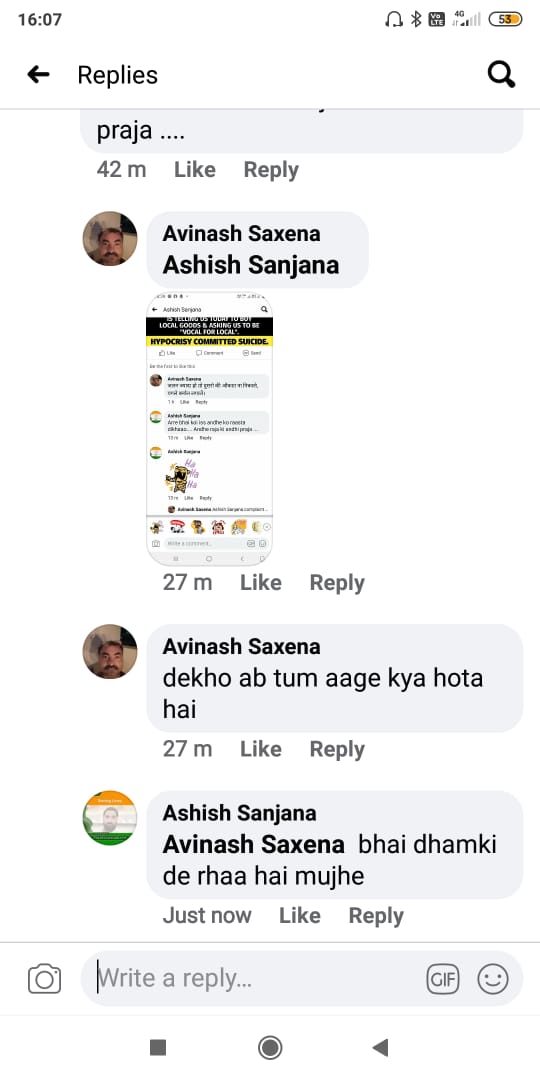 Vicky13697813's tweet photo. Kya sach kehna galat baat hai?
@SanjanaAshish  ne ek post kiya fb pe to dhamki de rahe  koi Avinash saxena  bechare andhe bhakt https://t.co/5V6V9XrGo5