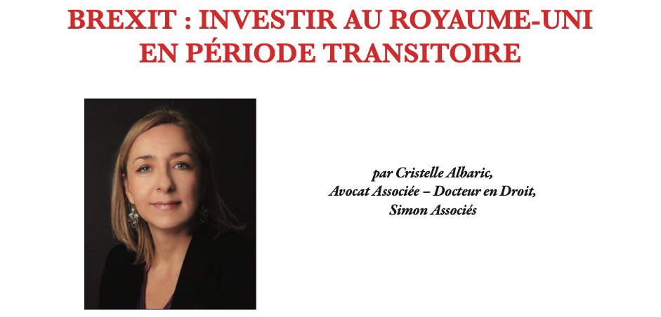 🇬🇧#BREXIT: "Après 3 ans et demi de négociations, il est finalement devenu une réalité..."
"Brexit: investir au Royaume-Uni en période transitoire"
un article de #avocat Cristelle ALBARIC pour - Fusions &amp; Acquisitions Magazine -
👉 bit.ly/Brexit_investi…

#Brexit #UE #actualites