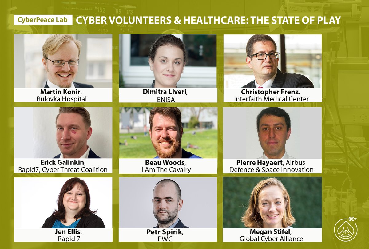 #CyberPeaceLab LIVE today: 15:30 CEST | 9:30 EDT | 6:30 PDT| 20:30 ICT, moderated by <a href="/DuguinStephane/">Stéphane Duguin</a>,  CEO of the CyberPeace Inst. 
➡️ Join bit.ly/3fG8xnI to ask questions &amp; share your ideas
w/ @DimitraLiveri <a href="/FrenzChris/">Christopher Frenz</a> <a href="/beauwoods/">Beau Woods</a> @erickgalinkin <a href="/MeganStifel/">Megan Stifel 💜🇺🇸</a> @infosecjen