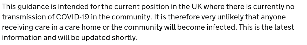 Here is the guidance. It does say that.  https://www.gov.uk/government/publications/guidance-for-social-or-community-care-and-residential-settings-on-covid-19/guidance-for-social-or-community-care-and-residential-settings-on-covid-19