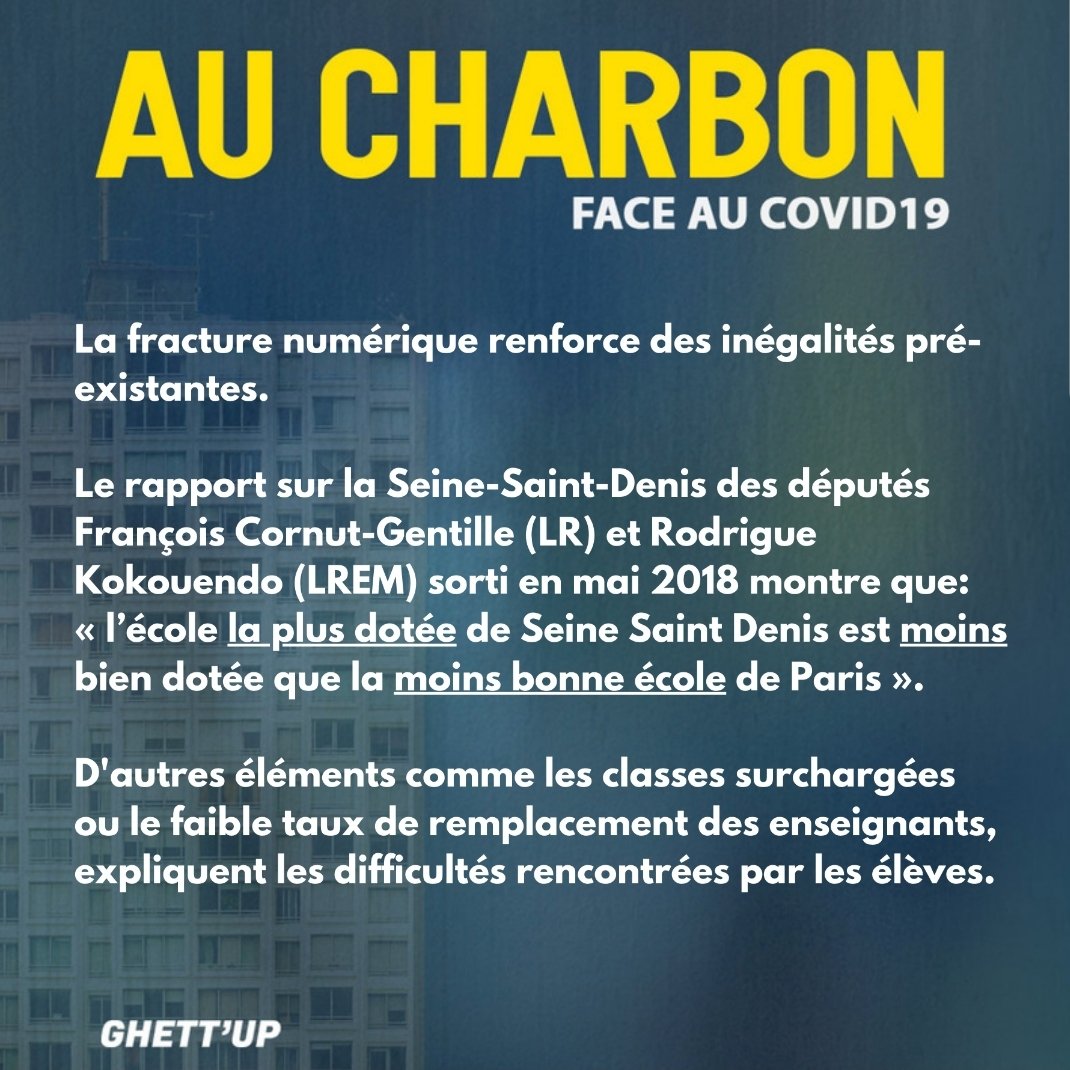 GhettUp's tweet photo. Pour aller plus loin, on poursuit les  #decryptages. Retour sur le témoignage de JR , #enseignant en #banlieue parisienne, dans l'ép.4 de #AUCHARBON à retrouver ici: https://t.co/nJuIpHomde
#Covid19 #Fracturenumérique #Mayotte https://t.co/FgXq1SCQ2c