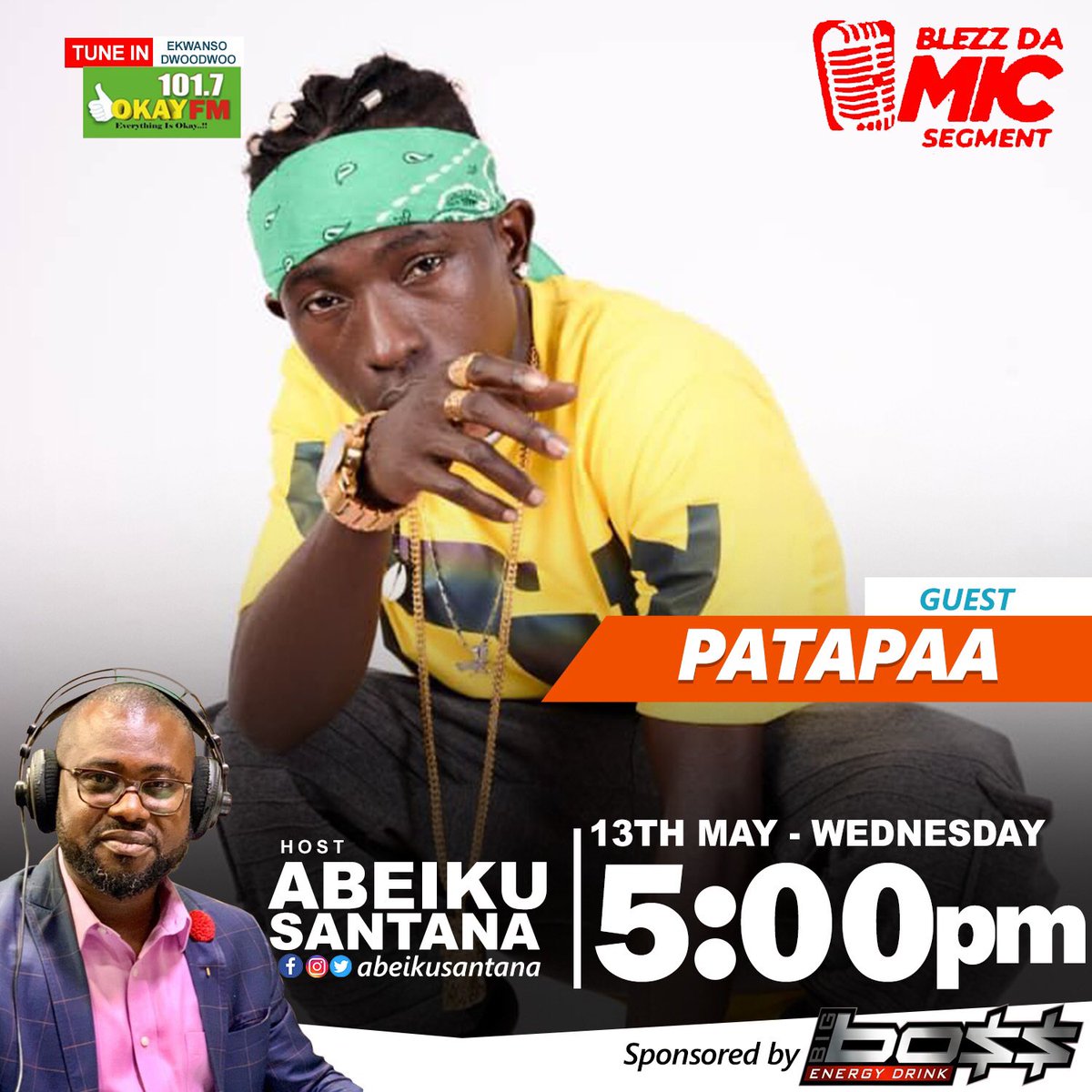 AbeikuSantana's tweet photo. Who can #Beef #Amisty #Patapaa ??? On #BlessDaMic
Join us this afternoon and letβs #BossitUp with the No. 1 Energy Drink in Ghana @bigbossghana Energy Drink , full of Vitamins.
#BigBoss #BigBoss #BigBoss
#BigBoss #BigBoss #BigBoss
#BigBoss #BigBoss #BigBoss
#BossItUp #BossItUp https://t.co/rLa5hBknX0