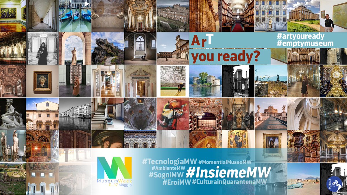 I tuoi scatti e anche i tuoi, i tuoi e i tuoi: #InsiemeMW nel racconto del patrimonio culturale italiano, #ArTyouReady? Qui alcune foto condivise nel primo flash mob digitale #EmptyMuseum: gli ambienti dei luoghi della cultura vuoti ma vivi | #MuseumWeek #Togetherness #TogetherMW