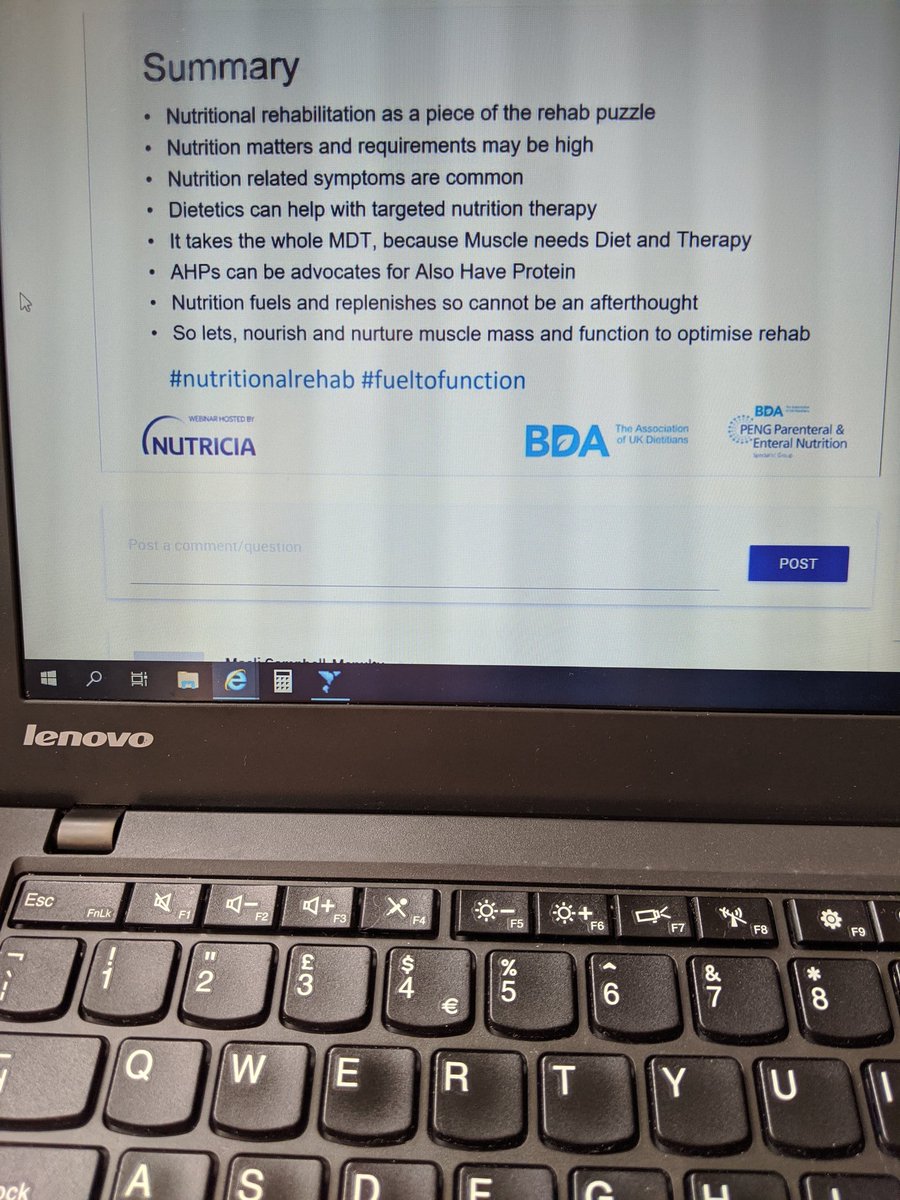 Sarah (@sarahbrookrd) on Twitter photo Just got round to watching the <a href="/Nutricia/">Nutricia</a> webinar on post ICU nutrition for covid patients, very interesting and key messages on #nutritionalrehab giving the #fueltofunction to optimise rehab - shouldn't be an #afterthought
<a href="/CHFTNHS/">Calderdale and Huddersfield NHS Foundation Trust</a> <a href="/CHFTSIT/">@CHFTSIT</a> <a href="/BDA_Dietitians/">British Dietetic Association</a> <a href="/BDA_PENG/">BDA Parenteral and Enteral Nutrition Group</a> Just got round to watching the <a href="/Nutricia/">Nutricia</a> webinar on post ICU nutrition for covid patients, very interesting and key messages on #nutritionalrehab giving the #fueltofunction to optimise rehab - shouldn't be an #afterthought
<a href="/CHFTNHS/">Calderdale and Huddersfield NHS Foundation Trust</a> <a href="/CHFTSIT/">@CHFTSIT</a> <a href="/BDA_Dietitians/">British Dietetic Association</a> <a href="/BDA_PENG/">BDA Parenteral and Enteral Nutrition Group</a>