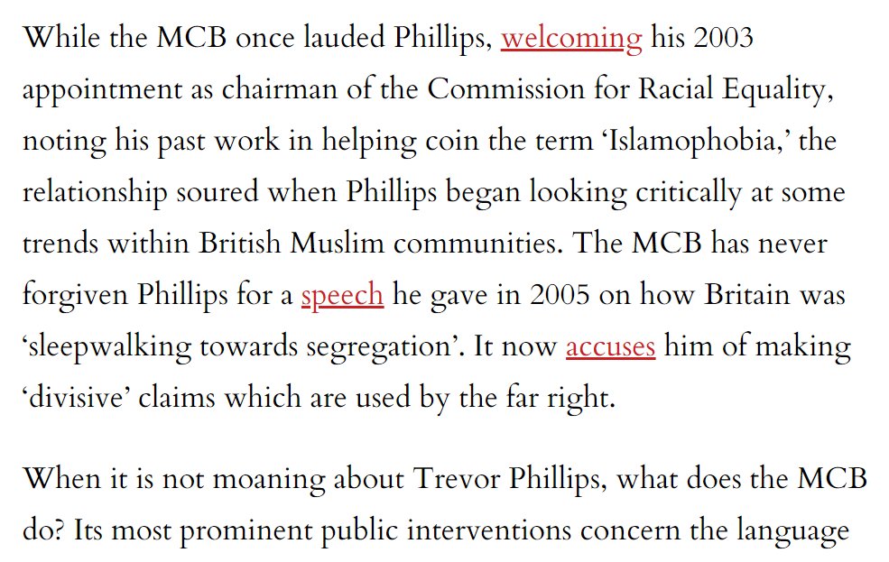 The beginning of the article tries to attack the MCB for its critique of Phillips. What's so interesting is there is literally nothing substantive & no evidence laid out against our critique. For those interested, see my thread outlining concerns here. https://twitter.com/miqdaad/status/1236935771015327744