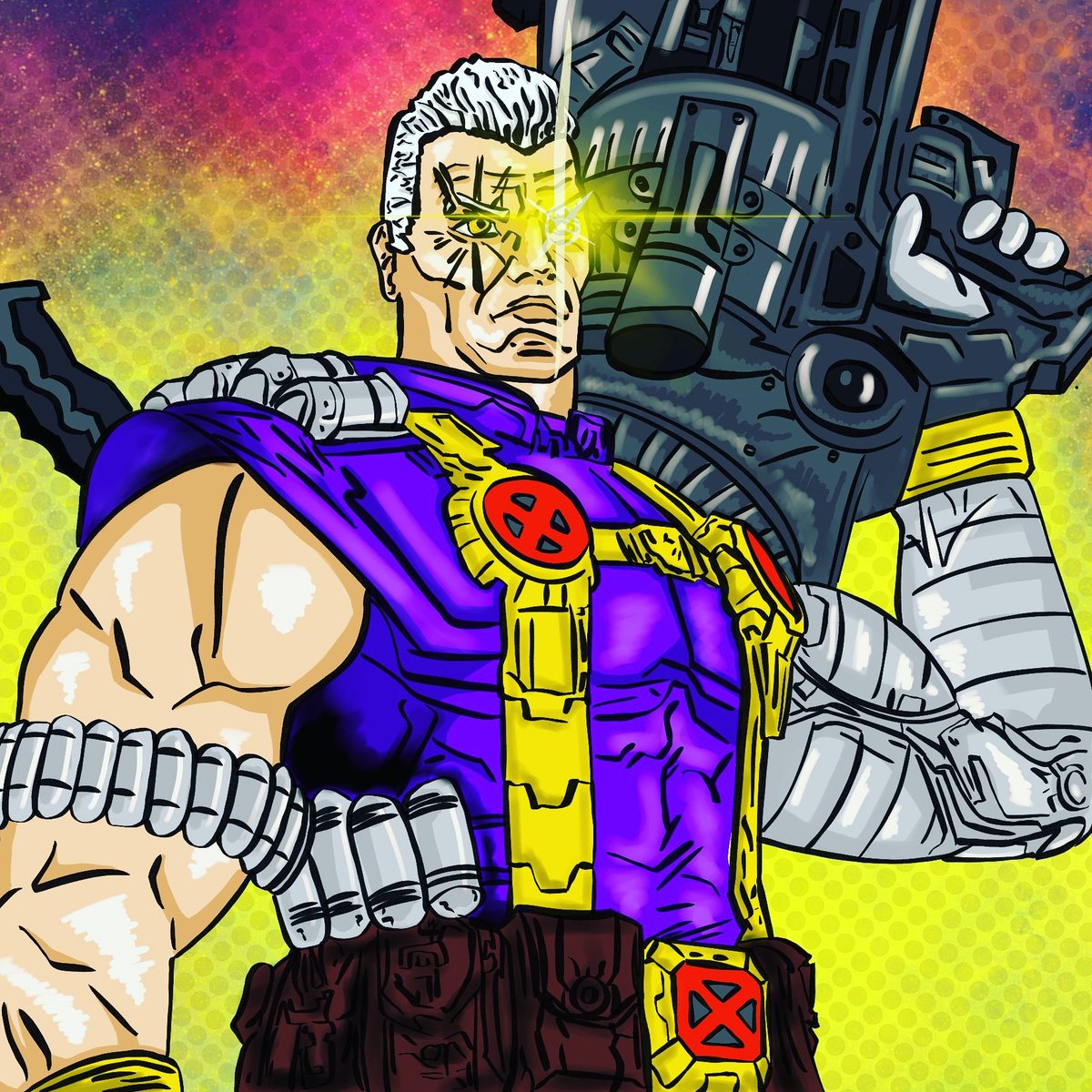 JackHuddlestone's tweet photo. <design>
     Starting the day with some #digital #art featuring #cable from #xmen using #Procreate 
</design> https://t.co/0LUJLg7D5P