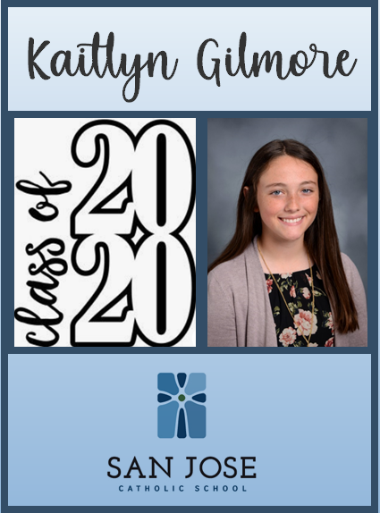 SanJoseCSJax's tweet photo. 8th grade Spotlight of the Day! We are so proud of our 8th graders and are excited to see where their journey leads them. Their presence on our campus will be greatly missed. Congratulations, Class of 2020! #sanjosecatholic #classof2020 #catholicschoolstrong https://t.co/WV5kr44ONh