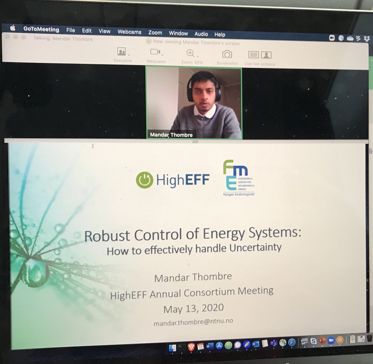 I’m excited to see Mandar Thombre presenting his work on robust operation of energy storage at the annual ⁦@HighEFF_FME⁩ meeting! 
#knowledgeForABetterWorld #bettertogether ⁦@SINTEFenergy⁩ ⁦@NTNUnorway⁩