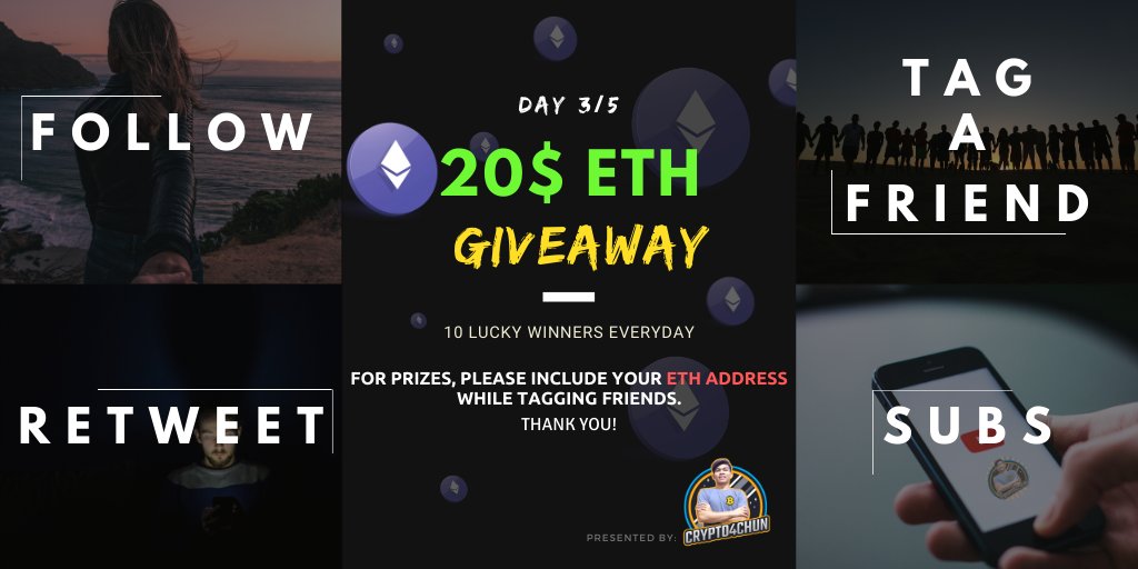 Crypto4chun's tweet photo. 📢Day 3/5

💰20$ ETH Giveaway🎉

1⃣Retweet and Follow @Crypto4chun 
2⃣Subscribe on our Telegram Group: https://t.co/Ofd8Zxj56X
3⃣Tag your crypto friend

Duration: 24 hours

#giveaway #airdrop #cryptocurrency  #BTC https://t.co/nItKX1j81A