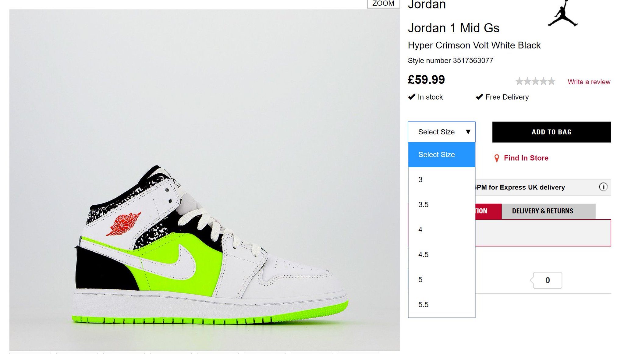 jordan 1 mid gs hyper crimson volt white black