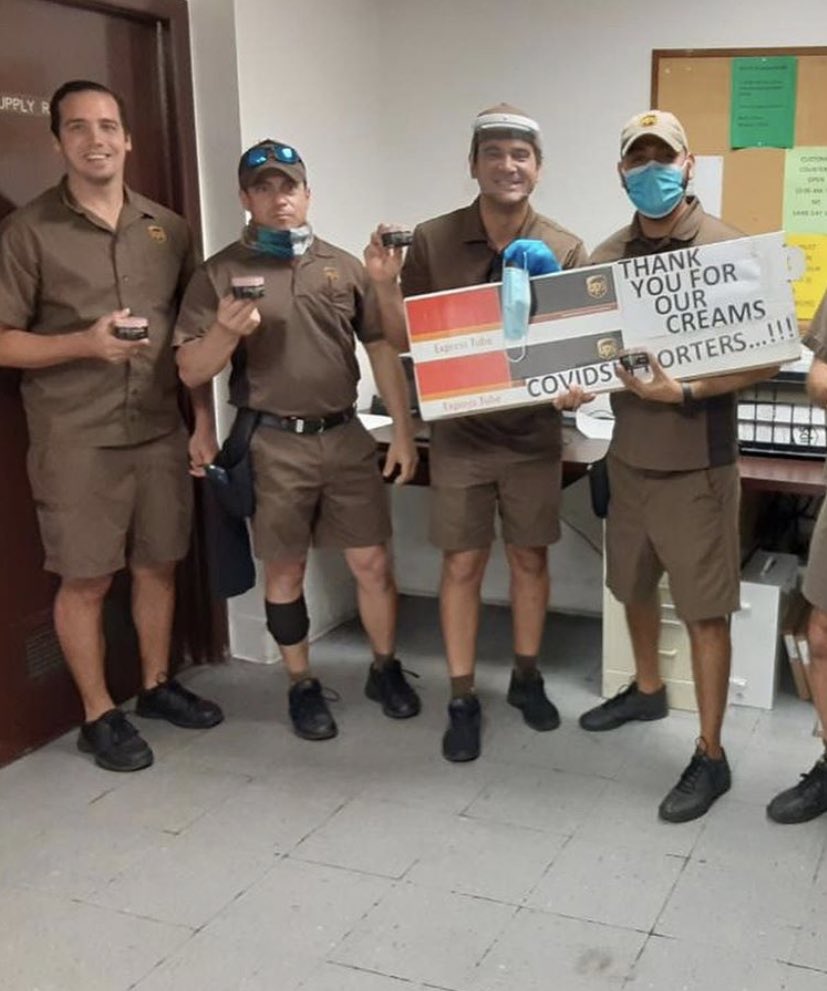 NagorsRobyn's tweet photo. Lots of love to @josie_maran who sent a TON of their Whipped Aegean Oil Body Butter for our #HealthcareHeroes! These little beauties made their way all over #Florida, #NewJersey &amp; #Delaware. We even got to spread the love with some #EssentialWorkers from @UPS &amp; @USPS! https://t.co/JUHzaLb9Cr