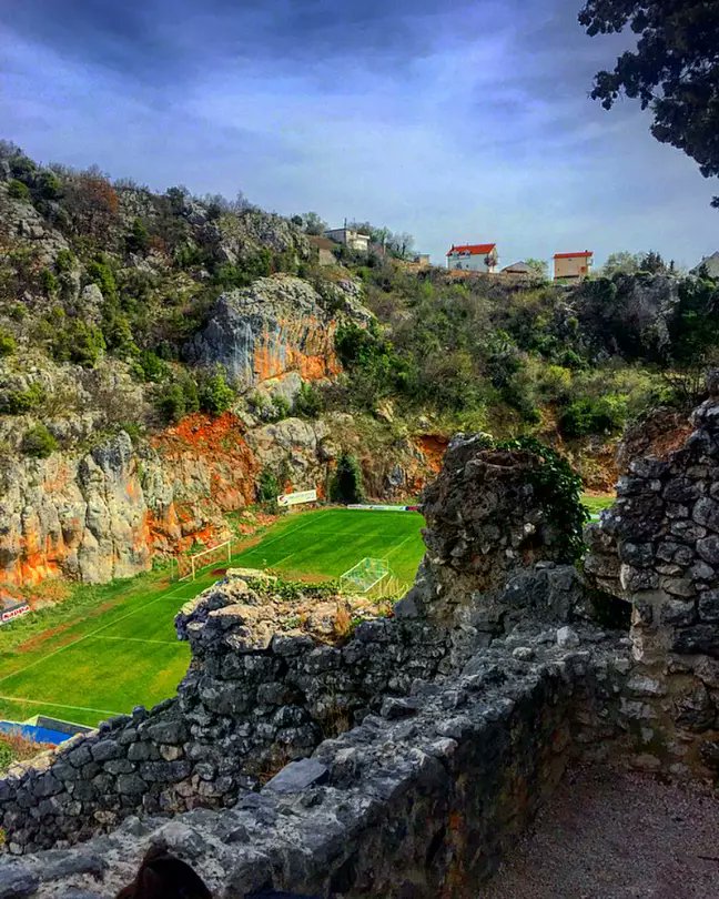 3. Stadion Gospin Dolac, Croatia – This 4,000-capacity stadium is home of NK Imotski. It sits in a natural sinkhole dome in a dolimitic karst. The stadium is next to the 500 m-deep Blue Lake, topped by the 10th century Illyrian Topana fortress. Photo: __imocki__ (Instagram)