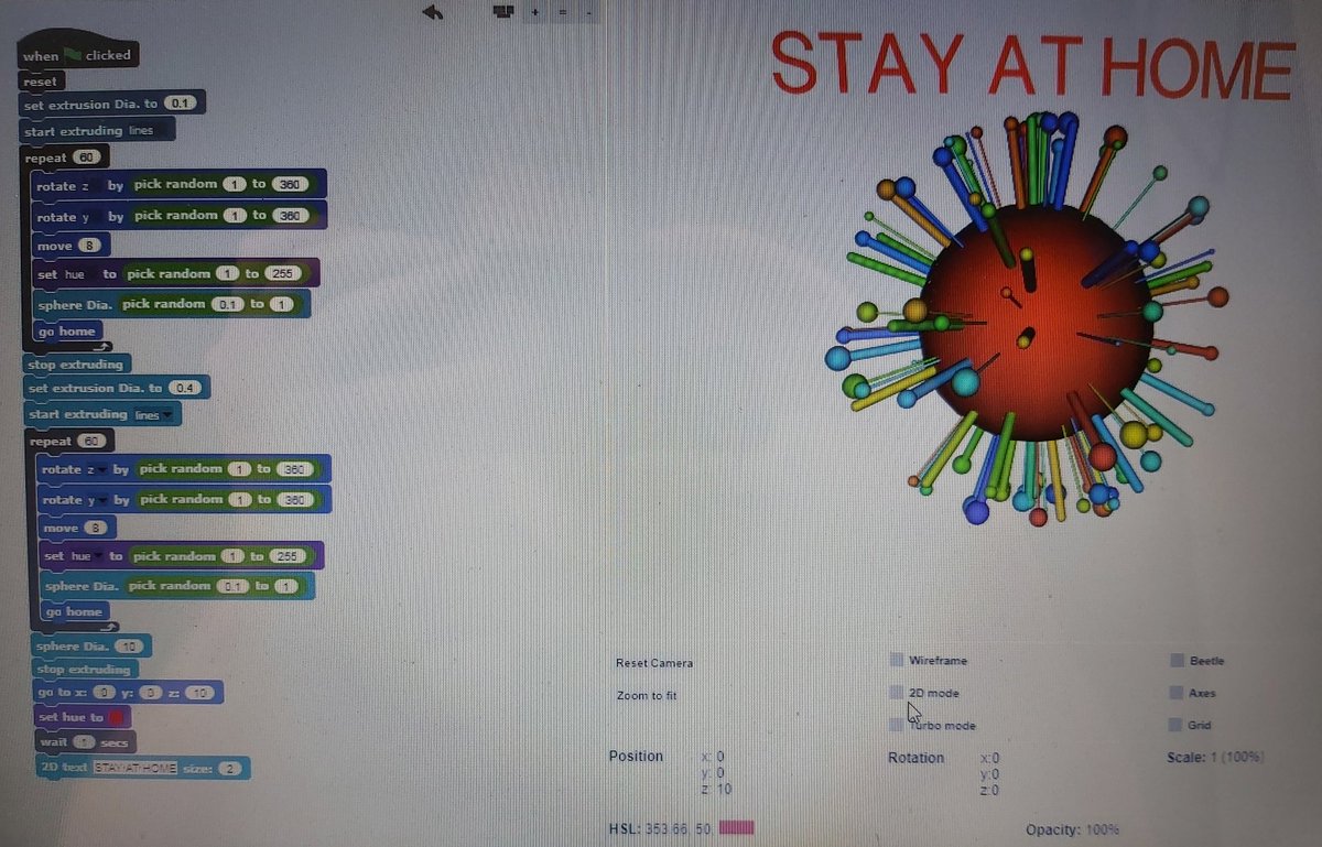 JoshBlessington's tweet photo. Thank you @gabbett_sarah and @Activ8Thinking for the great final science major session today! I achieved what I was trying to whilst coding my virus (even if it was in a long winded way) ๐ #EHUprimarycomputing https://t.co/zDdWsOueeC