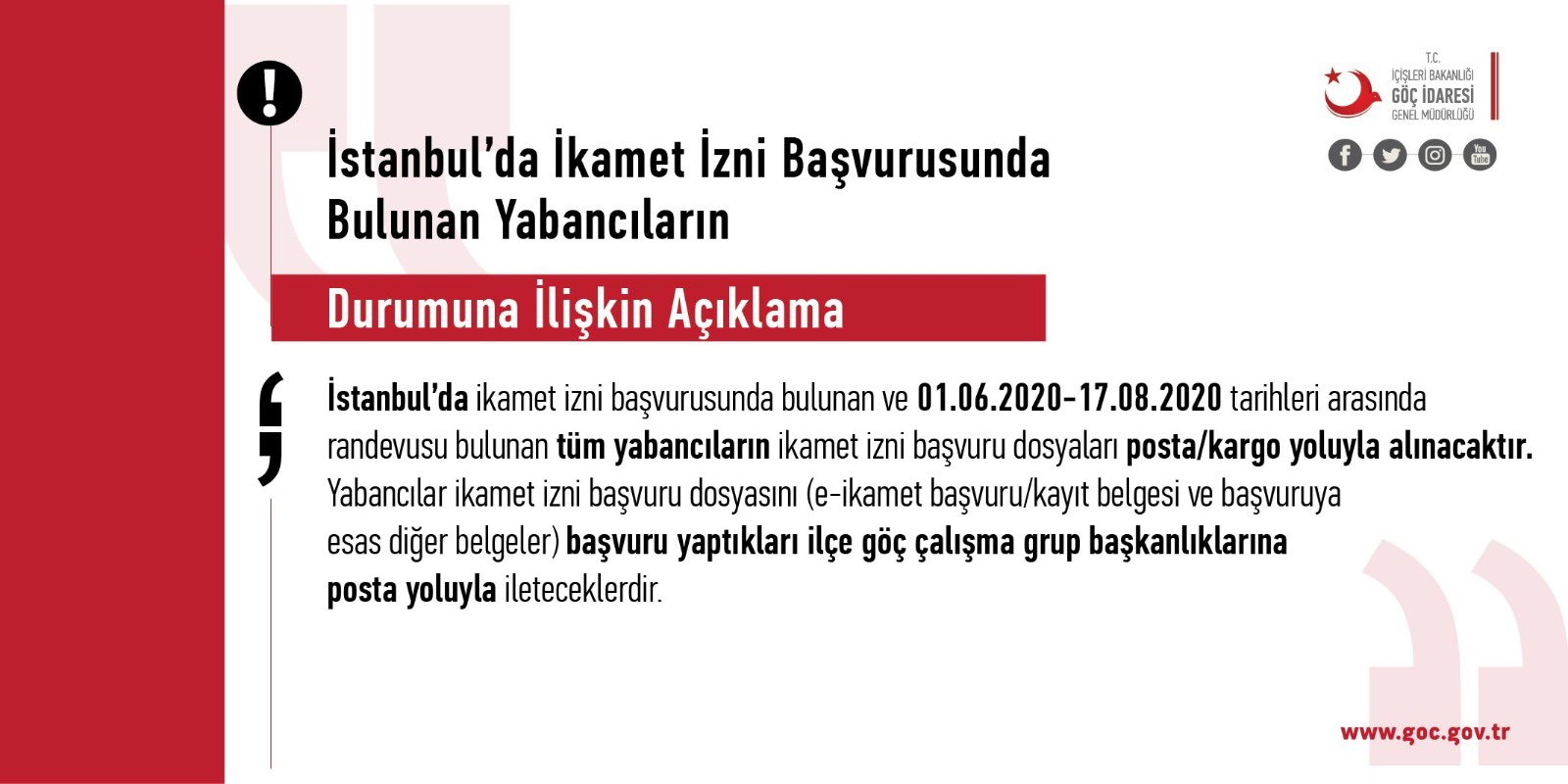 טוויטר goc idaresi baskanligi בטוויטר istanbul da ikamet izni basvurusunda bulunan yabancilarin durumuna iliskin aciklama https t co pjcp34veet https t co bdy0y1nwpd