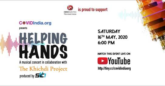 Hero_Electric's tweet photo. We are proud to support Helping Hands, a musical concert presented by @covidindia_org in collaboration with #thekhichdiproject produced by https://t.co/lO3bxwWugm

#helpinghands #helpthepoor #covidhelp #supportfrontlineworkers #stayathomeconcert #contribute https://t.co/RjZTY3XuIi