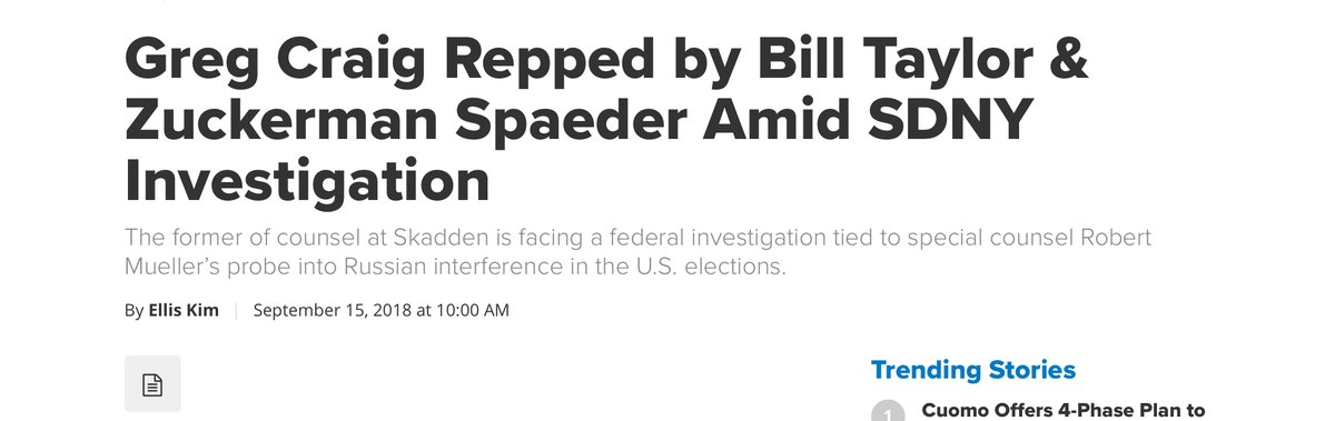 He represented Greg Craig for the same violations Manafort got long years for Craig did notTaylor is a real lawyer, and a real good lawyer but this has nothing to do with justice. not when you repped Greg Craig in a related matter