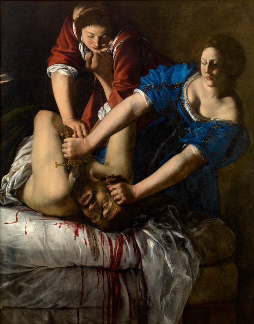 One of her most powerful painting is 'Judith beheading Holofernes' (about 1612-13). I love this painting and not only for the blood and gore but also for it’s display of women’s strength and their strength in numbers  https://www.nationalgallery.org.uk/exhibitions/artemisia