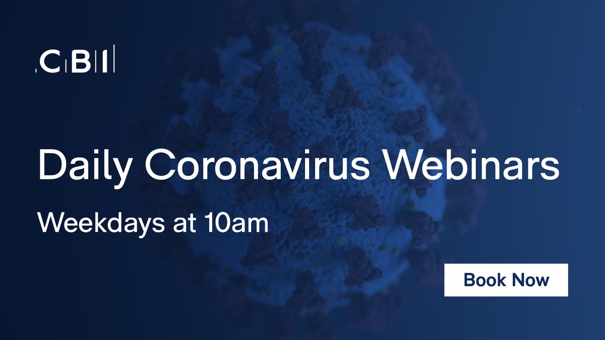 CBItweets's tweet photo. Looking for insights how to become ‘COVID-19 secure’? Join us tomorrow at 10am for our Daily Coronavirus Webinar and gain expert insights on this as we discuss how to return to work safely: https://t.co/J7cMtoPasF https://t.co/HDvvsLHafu