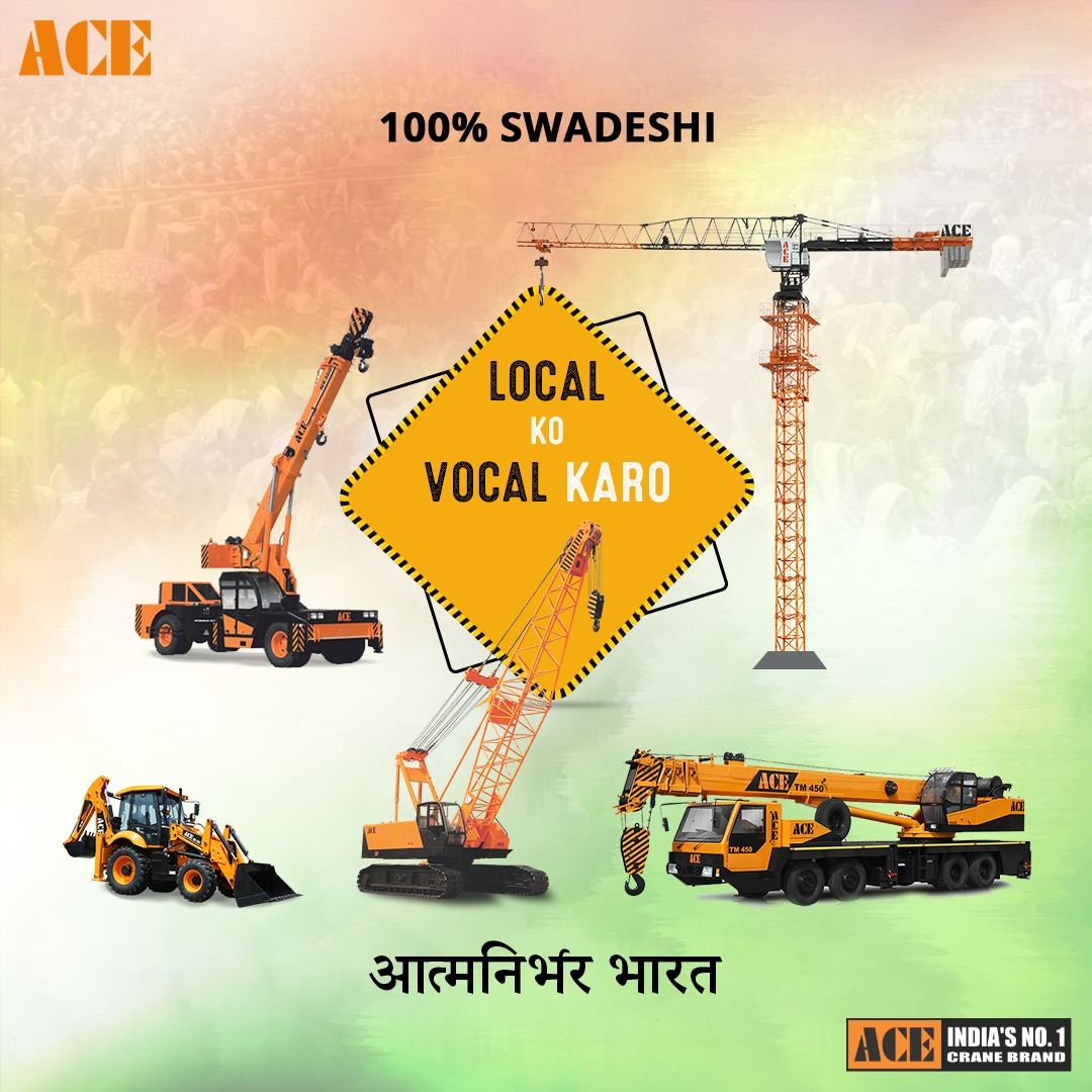 AceCranesIndia's tweet photo. We are all set and ready to 'grow bigger and stronger' to serve global with high quality Make In India products.

#ACEIndia #ACEIndiasNo1Cranebrand #AceCranesIndia #ACEis25 #LiftingIndiasgrowth #developingindia #developement #infrastructure #AatmanirbharBharat #VocalForLocal https://t.co/mdc6266lYe