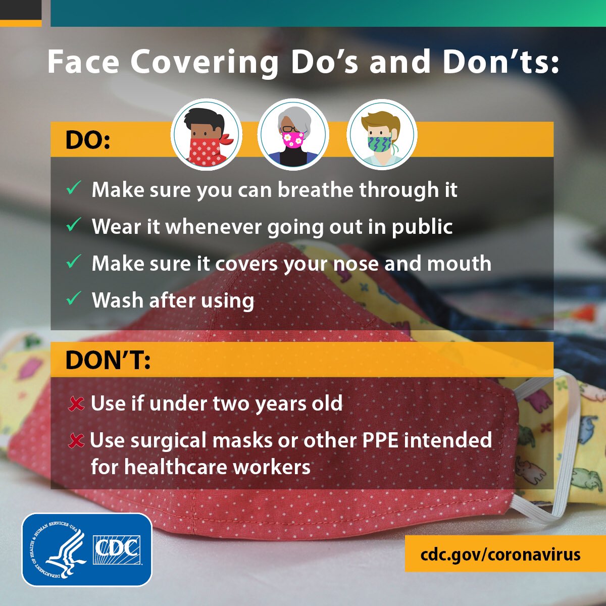 One more important point about  #COVID19 and face coverings- data suggests many people who have  #coronavirus are asymptomatic (i.e. have no fever, cough or other symptoms). Since we can’t know for sure if we are shedding virus or not, a face covering can protect those around us.