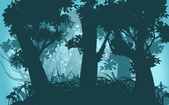 進捗3
スクロールさせる木が微妙だったので色などを中心にてこ入れ。さすがに雑すぎるか? 