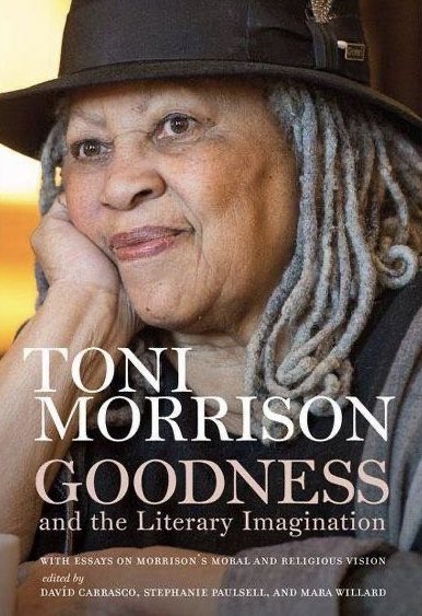 The books on Eddie S. Glaude Jr’s shelf have shifted again and a few new titles are now visible, including GOODNESS AND THE LITERARY IMAGINATION by Toni Morrison. @esglaude  @uvapress
