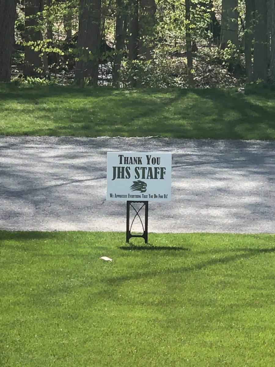 JHS Student Council continuing to lead even when our buildings have been closed for the year. Placing a sign in my yard today is not only very encouraging, but also motivating! Together We Are Jenison! #JPSBERENTLESS