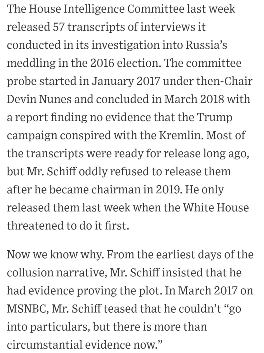 The facts show Adam Schiff lied. He knew for a fact there was no collusion, yet he deliberatly threw gasoline on a fire that consumed Congress for three years and threatened the very foundation of our republic. There MUST be accountability for this.  @JudiciaryGOP is on it.