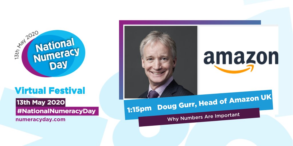 Nat_Numeracy's tweet image. 📲💻 LIVE NOW for #NationalNumeracyDay: ‘Why Numbers Are Important’ 

Hear from Doug Gurr, Head of @AmazonUK, on how #maths is everywhere around us &amp;amp; why #numbers are relevant for everybody. 

STREAMING NOW ▶ numeracyday.com