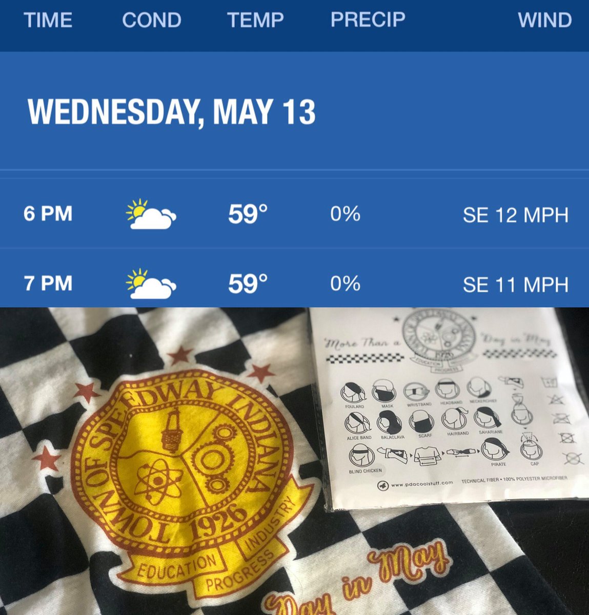 SpeedwayRunClub's tweet photo. Here’s your Town of @Speedway_IN #WorkoutWednesday #INWx. And don’t forgot, we still have fundannas available for $5.
#SRCStillRunning #RespectThe6 https://t.co/y8iOhIsaBb