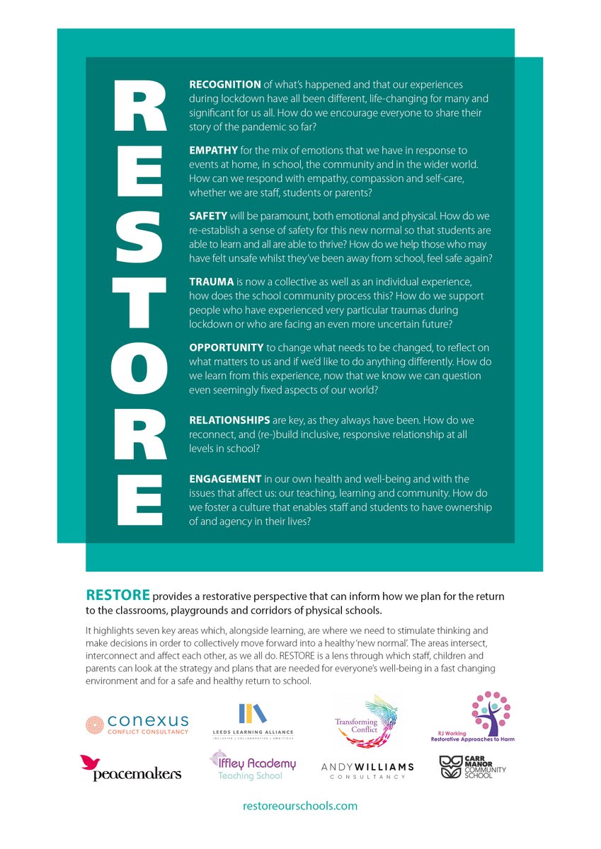 carr_manor's tweet photo. We have been collaborating to support schools as they think about how to RESTORE when schools are to re-open. Attached is the framework.
#RESTOREourschools #RESTOREschoolsafely #RESTOREroadmap https://t.co/R9C8XpTruy