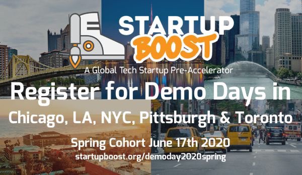 genemurphy's tweet photo. #StartupBoost #PreAccelerator Global #demodays take place June 17th. Meet  teams and see pitches from the Spring 2020 cohort from #Chicago #LosAngels #NewYork #Pittsburgh &amp; #Toronto! Sign up here:  https://t.co/iL3f6DHkNg 🙌 https://t.co/ZoSK8FwtHn