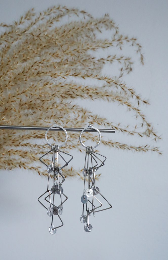 #artistsupportpledge
I’m taking part in the ARTIST SUPPORT PLEDGE. 
These layered flotsam earrings are my latest offering at £125. There are 2 of its kind made. 
Get in touch for details.
See my Instagram for more details about the pledge...
#glasgow #handmade #stainlesssteel